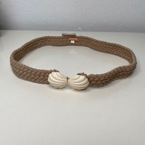 Johanna Ortiz Cape of Good Belt Camel Ecru Braided Shell Buckle Size L